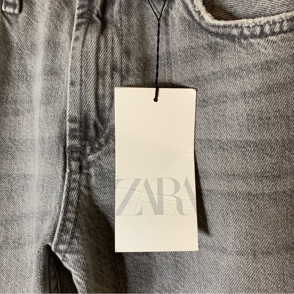 Zara womens gray mid rise full length wide leg jeans 2 NWT - Picture 4 of 11